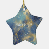 Ornement En Céramique Aqua Sky Blue Gold Glitzy Confetti Sparkle (Gauche)