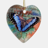 Ornement En Céramique Aquarelle bleue de Morpho (Droite)