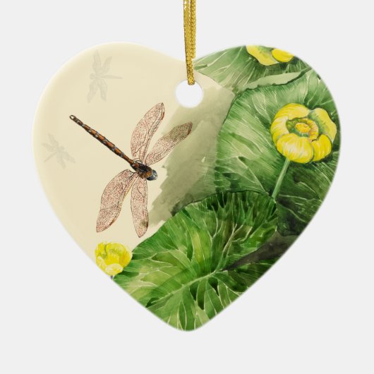 Ornement En Céramique aquarelle de nénuphar (Devant)