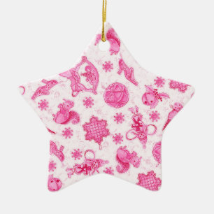 Ornement En Céramique Aquarelle de Noël de Noël de Noël rose mignonne