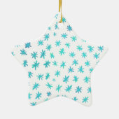 Ornement En Céramique Aquarelle étoile avec nom - turquoise (Dos)