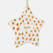 Ornement En Céramique Aquarelle étoiles avec nom - orange (Droite)