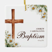 Ornement En Céramique Aquarelle florale Cross Baptism (Devant)