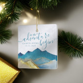 Ornement En Céramique Aquarelle Golden Mountains Mariage Enregistrer La 