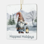 Ornement En Céramique Aquarelle hiver Gnome de Noël (Gauche)