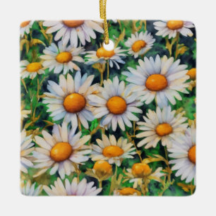 Ornement En Céramique Aquarelle Jardin Fleurs Faisy