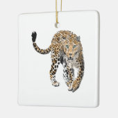 Ornement En Céramique aquarelle léopard jungle chat peint vert animal (Gauche)