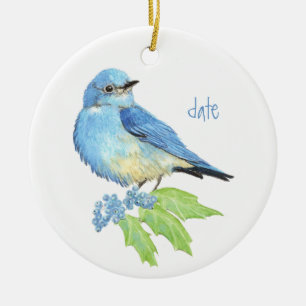 Ornement En Céramique Aquarelle Montagne Bluebird Blue Bird Art pour