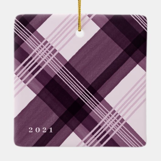 Ornement En Céramique Aquarelle Peint Plum Plaid Animaux de compagnie Ph (Dos)