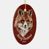 Ornement En Céramique Aquarelle Red Fox Animal Custom Dat Noël (Droite)