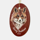 Ornement En Céramique Aquarelle Red Fox Animal Custom Dat Noël (Gauche)
