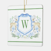 Ornement En Céramique Aquarelle Reindeder Monogram Crest Noël (Gauche)