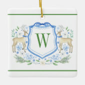 Ornement En Céramique Aquarelle Reindeder Monogram Crest Noël (Devant)