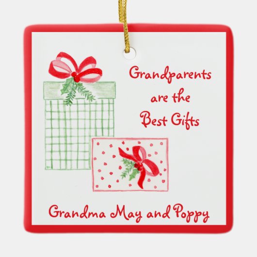 Ornement En Céramique Aquarelle vacances PERSONNALISER grands-parents me (Devant)