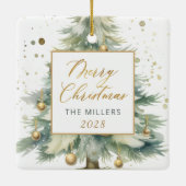 Ornement En Céramique Arborescence de Noël Gold Script moderne (Dos)