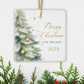 Ornement En Céramique Arborescence de Noël Gold Script moderne