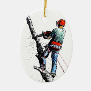 Ornement En Céramique Arboriste Tree Surgeon