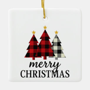 Ornement En Céramique Arbre à carreaux vintage cosy Noël Saisonnière