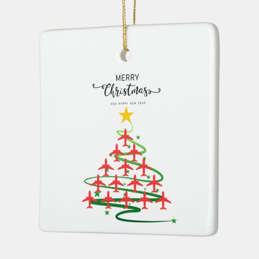 Ornement En Céramique Arbre d'avion de Noël et photo Aviation simple (Gauche)