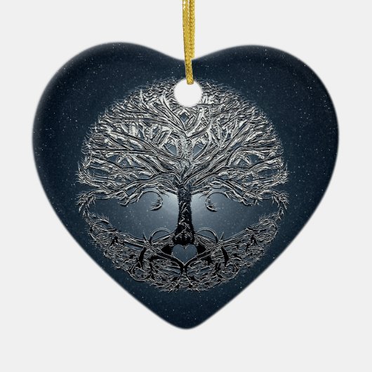 Ornement En Céramique Arbre de bleu de nova de la vie (Devant)