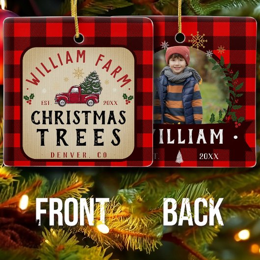 Ornement En Céramique Arbre de Noël Agritourisme Pine Arbres style ferme