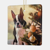 Ornement En Céramique Arbre de Noël Boston Terrier (Gauche)