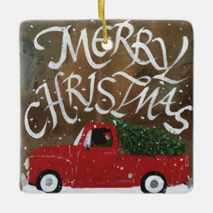 Ornement En Céramique Arbre de Noël du camion rouge
