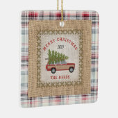 Ornement En Céramique Arbre de Noël en bois de Faux Burlap plaid (Droite)