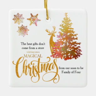 Ornement En Céramique Arbre de Noël et cerfs Bientôt la famille des qu