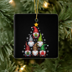 Ornement En Céramique Arbre de Noël Gnomes Noël drôle de vacances