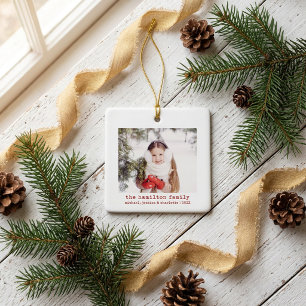 Ornement En Céramique Arbre de Noël minimaliste avec photo et nom de fam