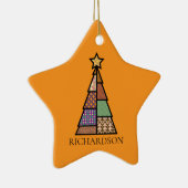 Ornement En Céramique Arbre de Noël patchwork avec monogramme (Droite)