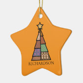Ornement En Céramique Arbre de Noël patchwork avec monogramme (Gauche)