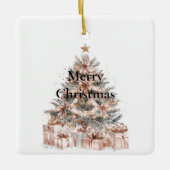 Ornement En Céramique Arbre de Noël rose Rose (Devant)