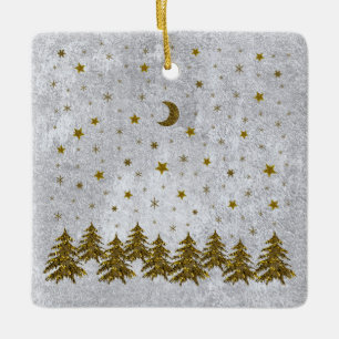 Ornement En Céramique Arbre de Noël scintillant, étoiles sur papier abst