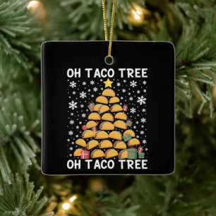 Ornement En Céramique Arbre de Noël Tacos Drôle Xmas Foodie Mexicain 