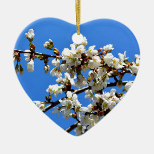 Ornement En Céramique Arbre de printemps blanc fleuri blanc