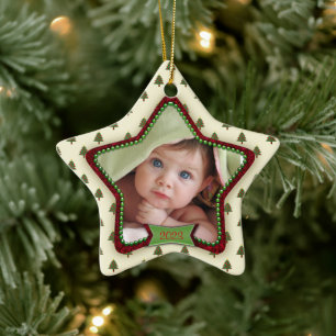 Ornement En Céramique Arbre Motif Baby's First Christmas 2023 Star