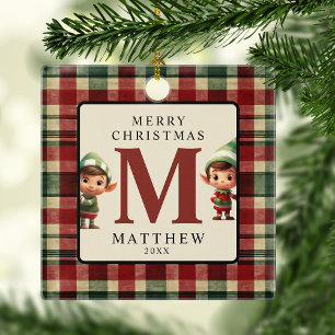 Ornement En Céramique Arbre photo Monogram Christmas Elfe