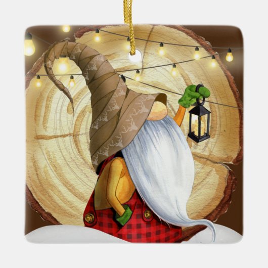 Ornement En Céramique Arbre rustique, Neige, Lumière Noël (Devant)