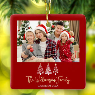 Ornement En Céramique Arbres de Noël Famille Photo Arbres Écriture Fanta