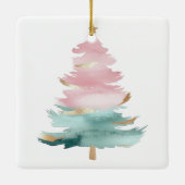 Ornement En Céramique Arbres de Noël verts roses (Dos)