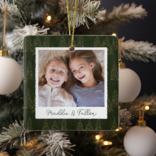 Ornement En Céramique Arbres d'hiver double face photo personnalisée