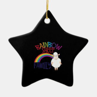 Ornement En Céramique Arc-en-ciel de famille | Cadeau de mouton coloré
