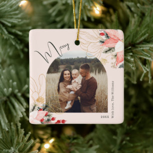 Ornement En Céramique Arc floral moderne Joyeux Noël