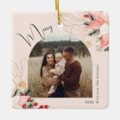 Ornement En Céramique Arc floral moderne Joyeux Noël (Devant)