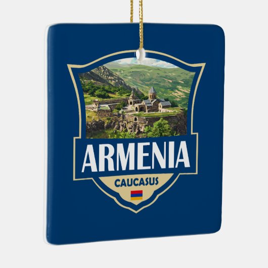 Ornement En Céramique Armenia Illustration Retro Badge (Droite)