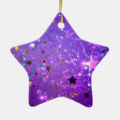 Ornement En Céramique Arrière - plan de feuille violet avec étoiles (Dos)