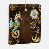 Ornement En Céramique Arrière - plan en bois avec cheval de mer mécaniqu (Droite)