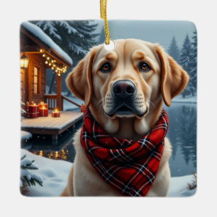 Ornement En Céramique Art de Noël du Retriever du Labrador